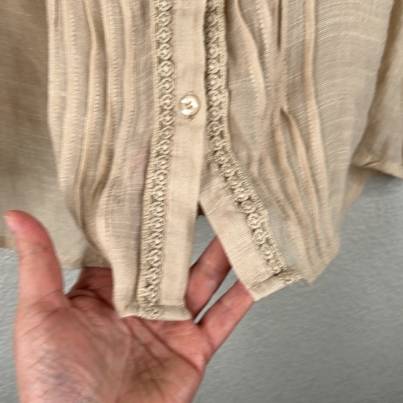 Indigo Rose Tan Boho Festival Summer Floral Embroidered 3/4 Sleeve Top Size 2X - Picture 3 of 7